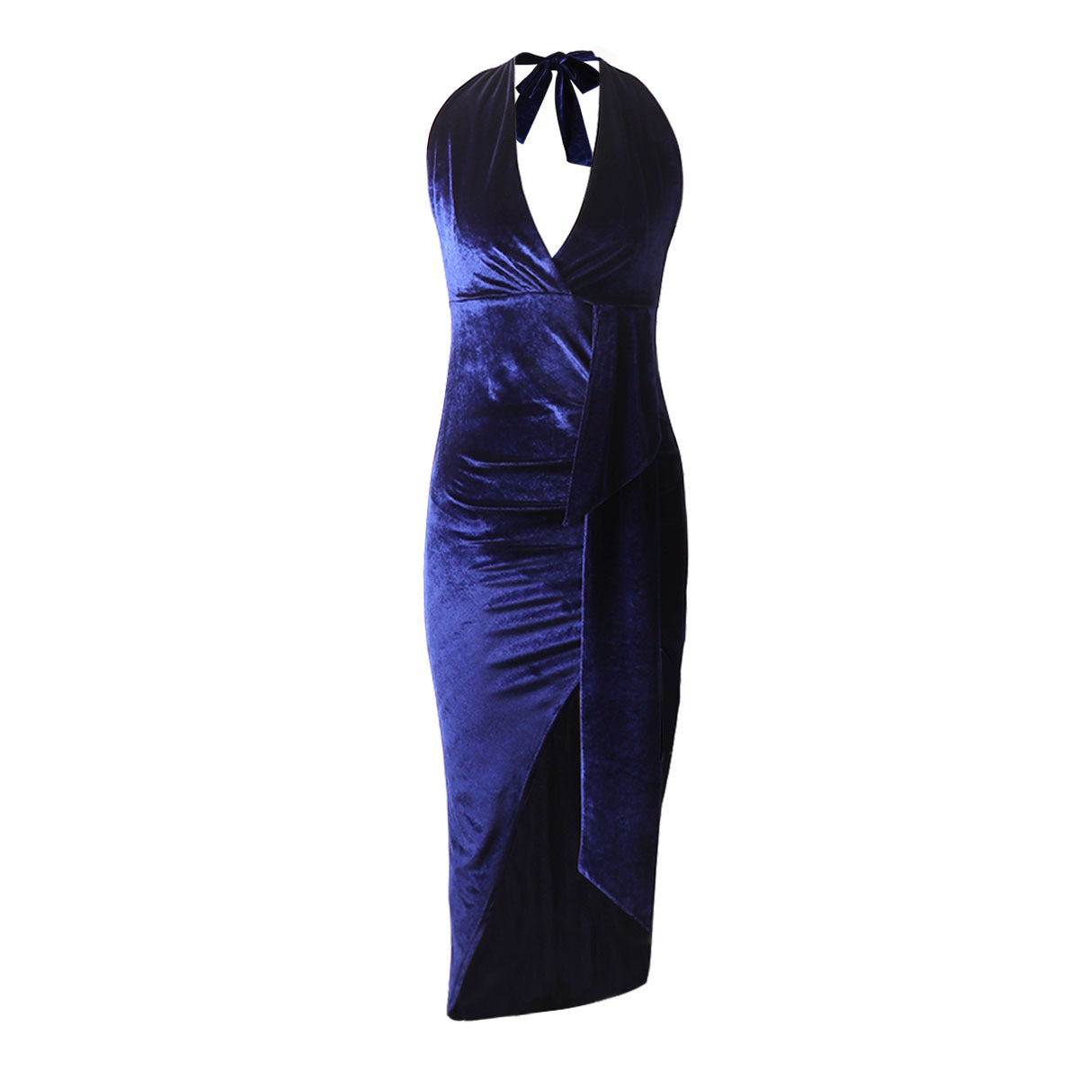 Gold velvet halterneck dress