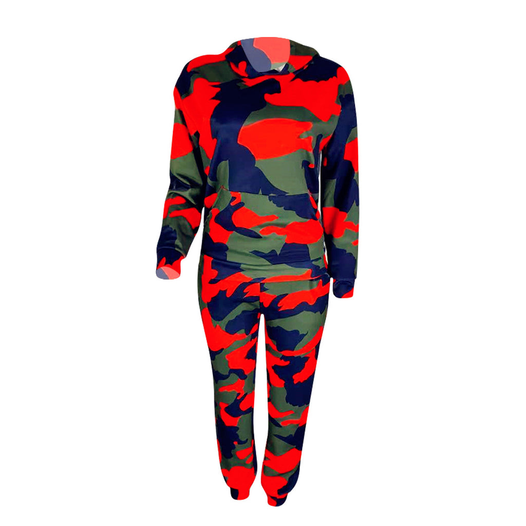 Long Sleeve TWO PIECE SET Hoodie Print Camouflage Tracksuit s