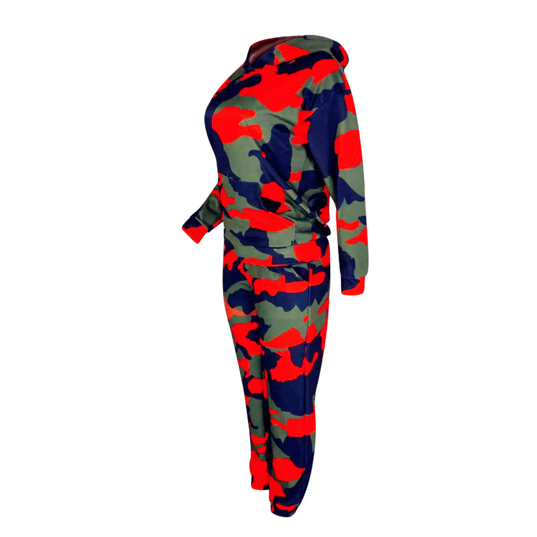 Long Sleeve TWO PIECE SET Hoodie Print Camouflage Tracksuit s