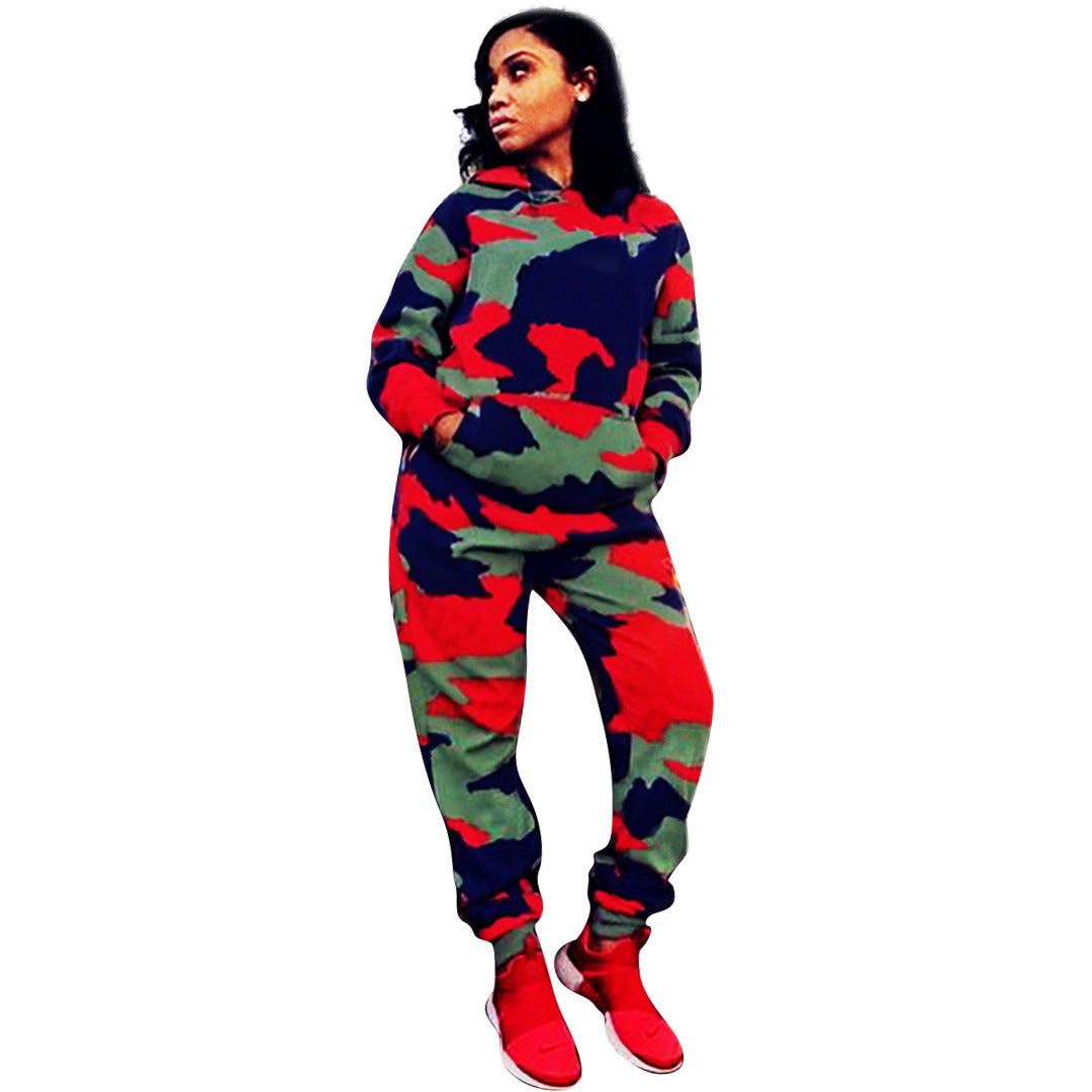 Long Sleeve TWO PIECE SET Hoodie Print Camouflage Tracksuit s