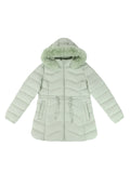 Women's Coat With Detachable Fur-trimmed Hood And A Cinched Waist For A Slimming Fit