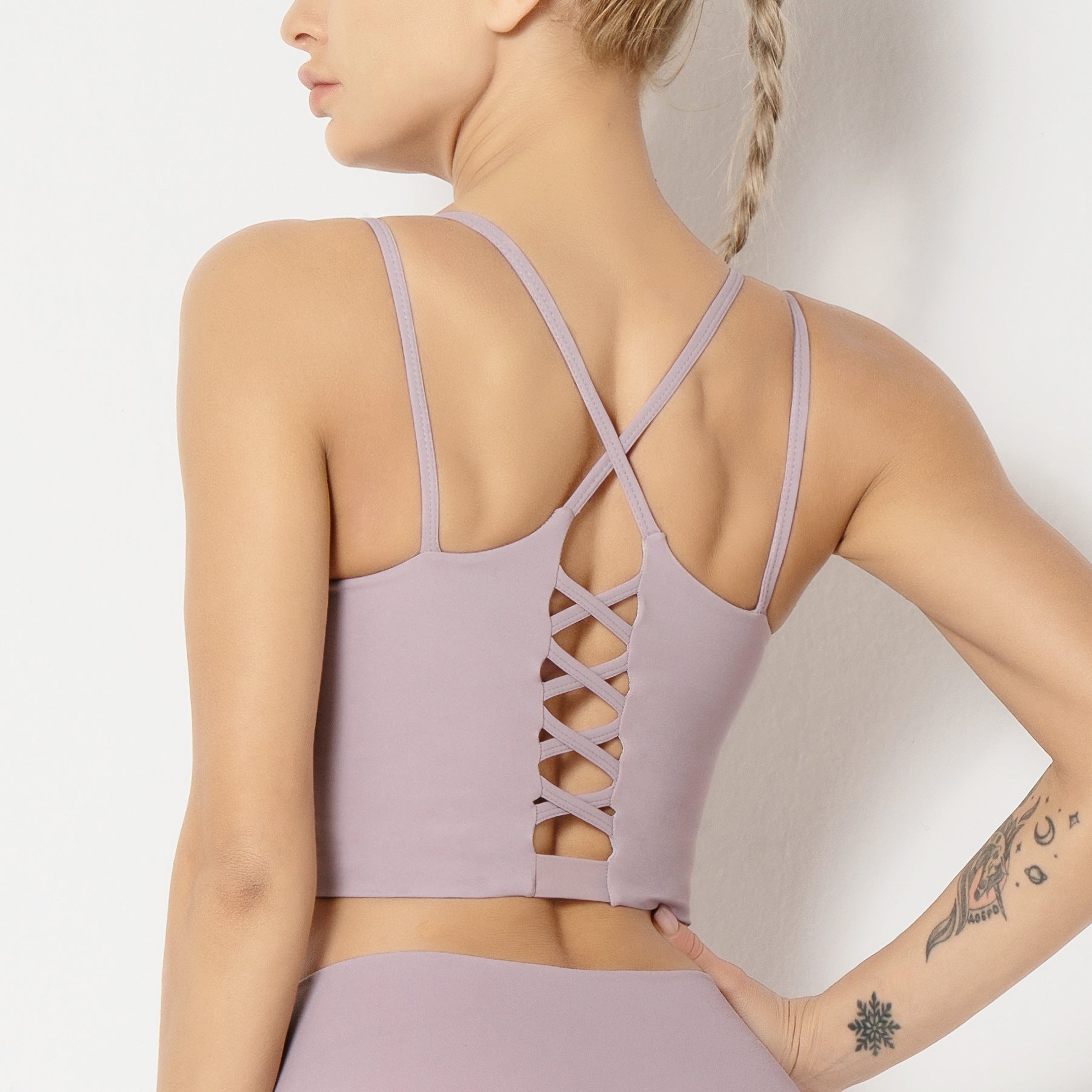 Nude Feeling Shockproof Gathered Sports Underwear Women
