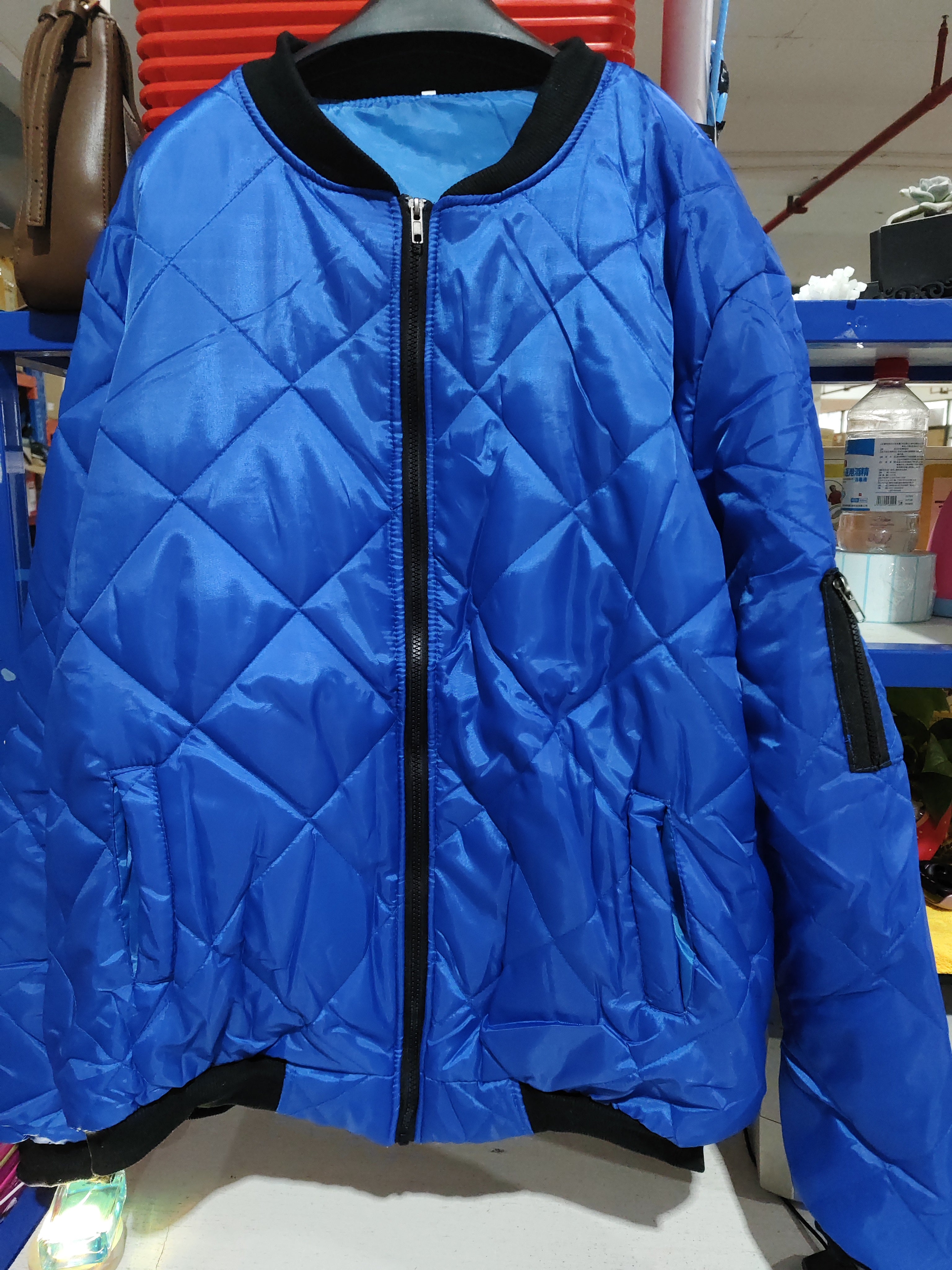 Solid Color Coat Winter Stand Collar Jacket For Men Fashion Rhombus Sewing Design Coat Casual Business Clothing