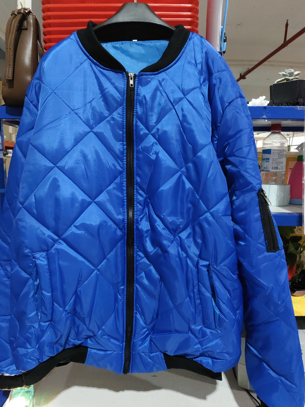 Solid Color Coat Winter Stand Collar Jacket For Men Fashion Rhombus Sewing Design Coat Casual Business Clothing