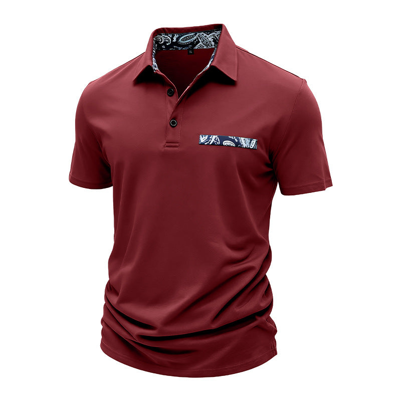 Summer Mens T-Shirt Buttoned Lapel Athletic Polo Shirt Polo Short-Sleeve Breathable Quick-Drying