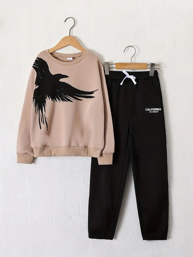 Design Sense Multicolor Hoodie Pants Two-piece Set