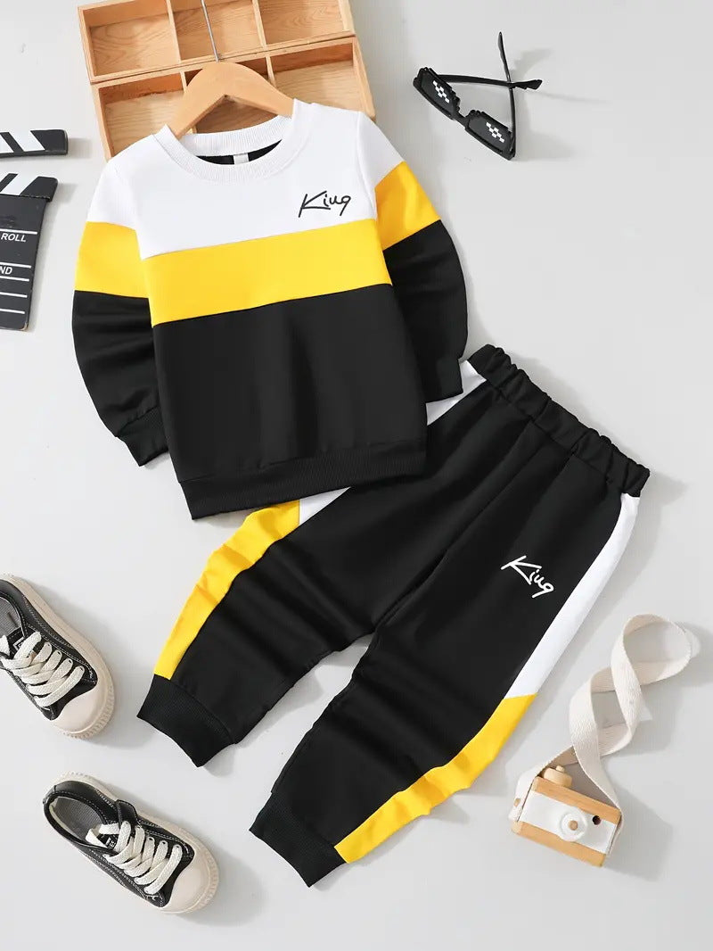 Design Sense Multicolor Hoodie Pants Two-piece Set