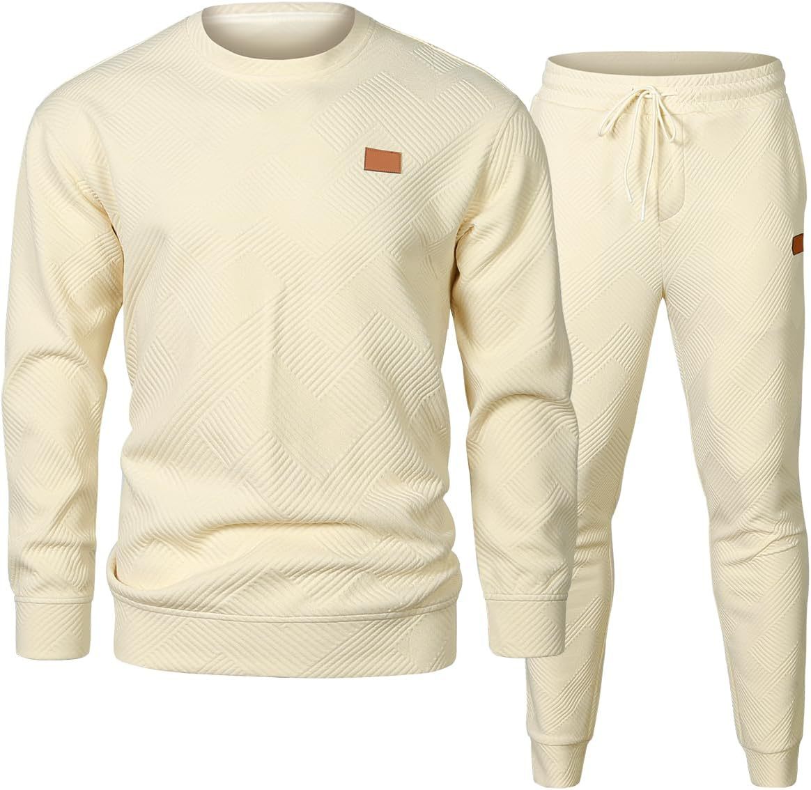 Round Neck Jacquard Sweater Set Men