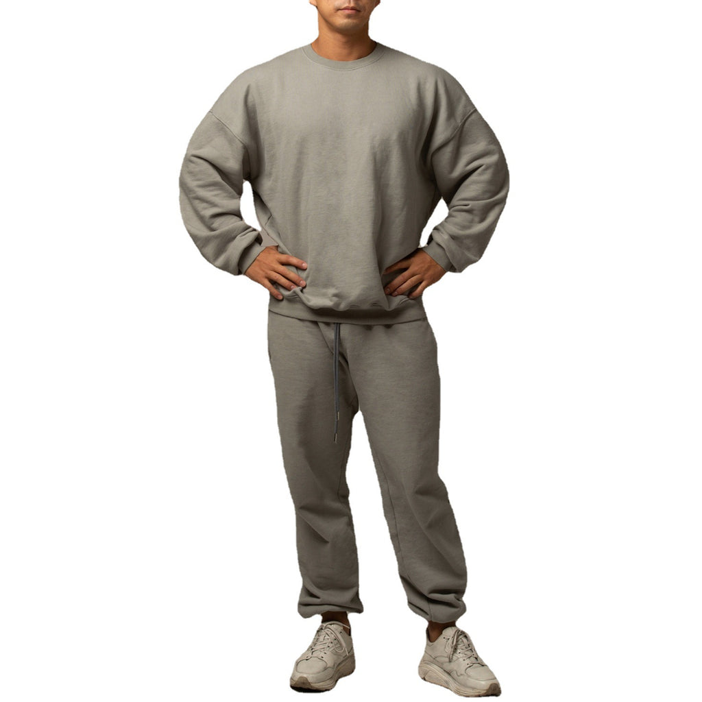 Men's Sports Leisure Running Thick Long Sleeve Hoodless Loose Embroidered Hoodie Pants