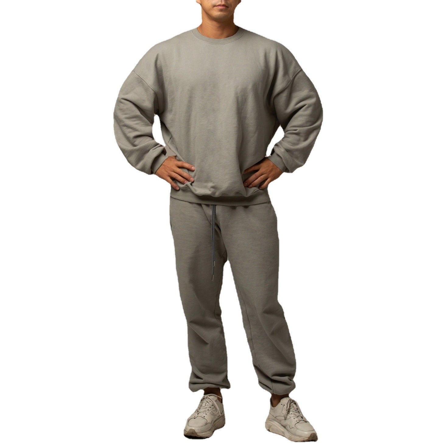 Men's Sports Leisure Running Thick Long Sleeve Hoodless Loose Embroidered Hoodie Pants