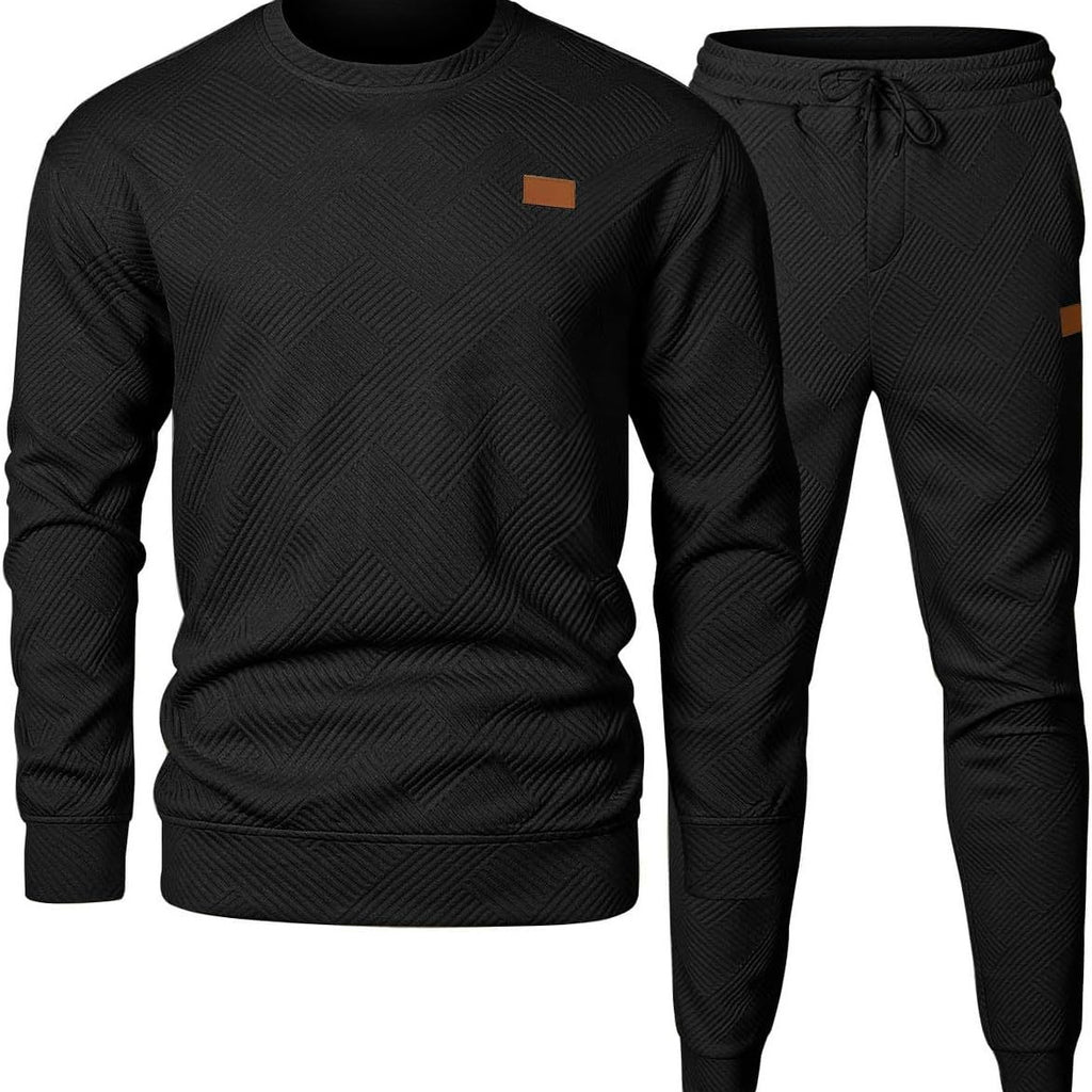 Round Neck Jacquard Sweater Set Men