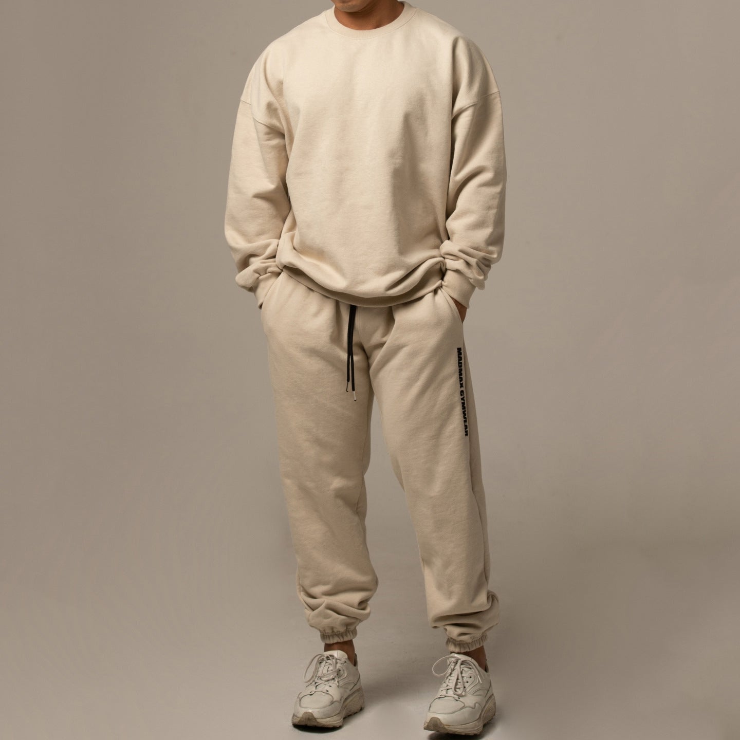 Men's Sports Leisure Running Thick Long Sleeve Hoodless Loose Embroidered Hoodie Pants