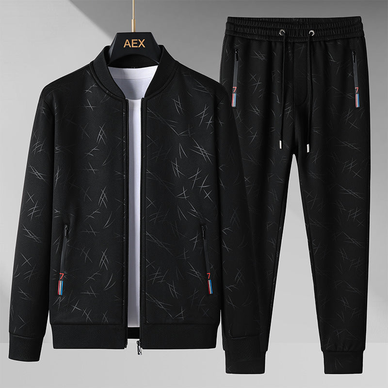 Mens Stand-Up Collar Sportswear Casual Two-Piece Set