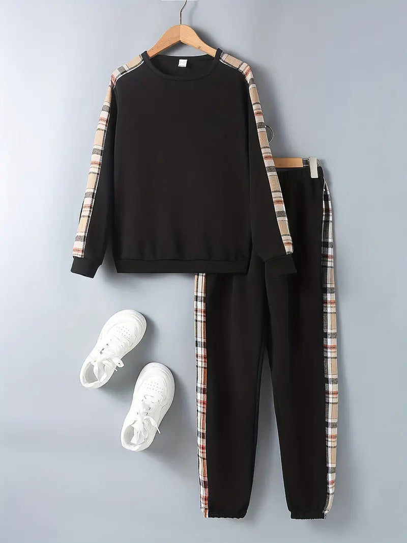 Design Sense Multicolor Hoodie Pants Two-piece Set