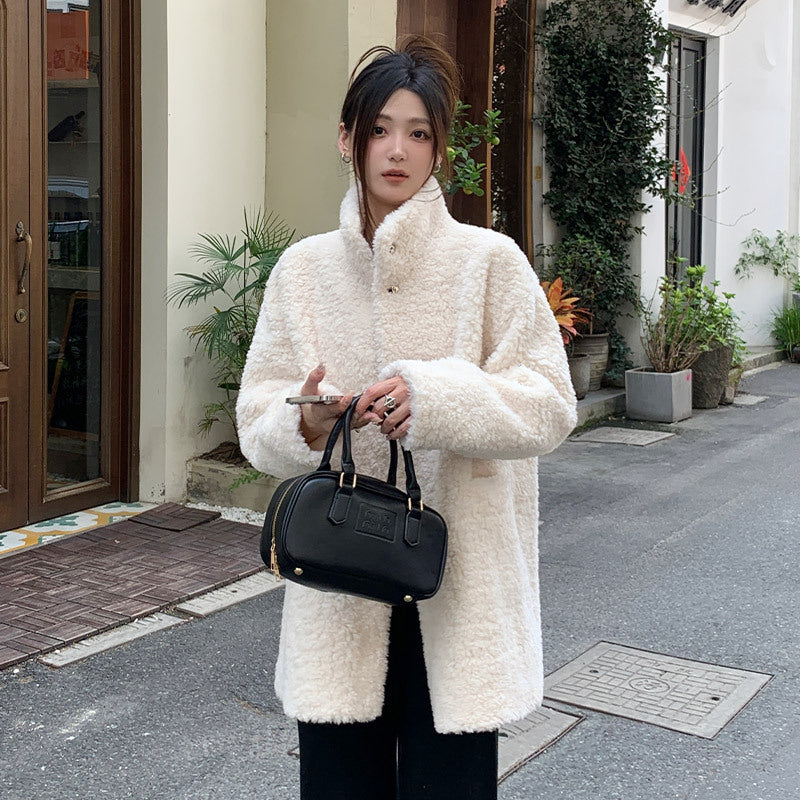 Womens Mid Length Lambswool Coat