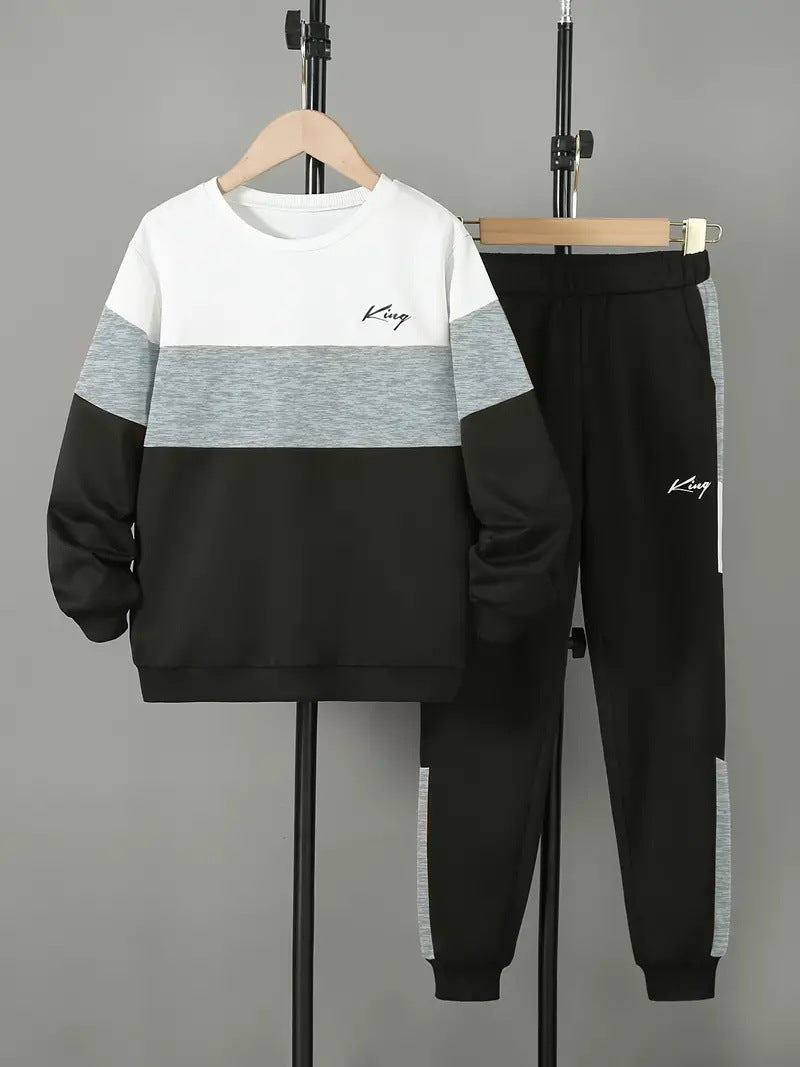 Design Sense Multicolor Hoodie Pants Two-piece Set