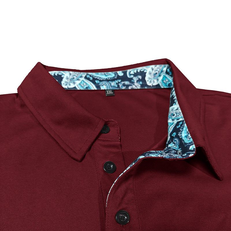 Summer Mens T-Shirt Buttoned Lapel Athletic Polo Shirt Polo Short-Sleeve Breathable Quick-Drying
