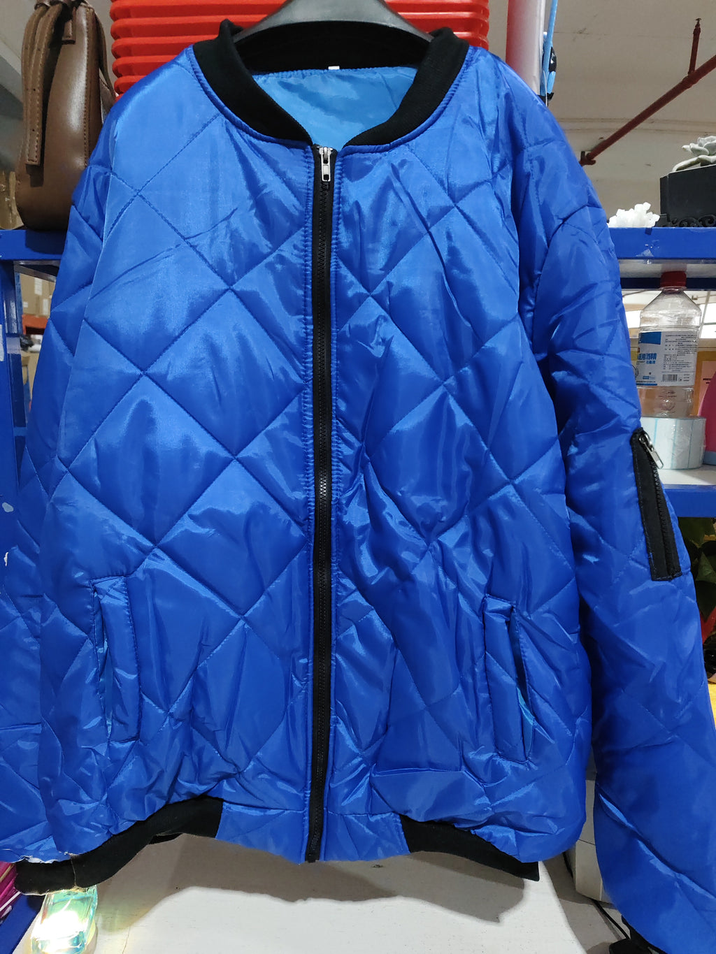 Solid Color Coat Winter Stand Collar Jacket For Men Fashion Rhombus Sewing Design Coat Casual Business Clothing