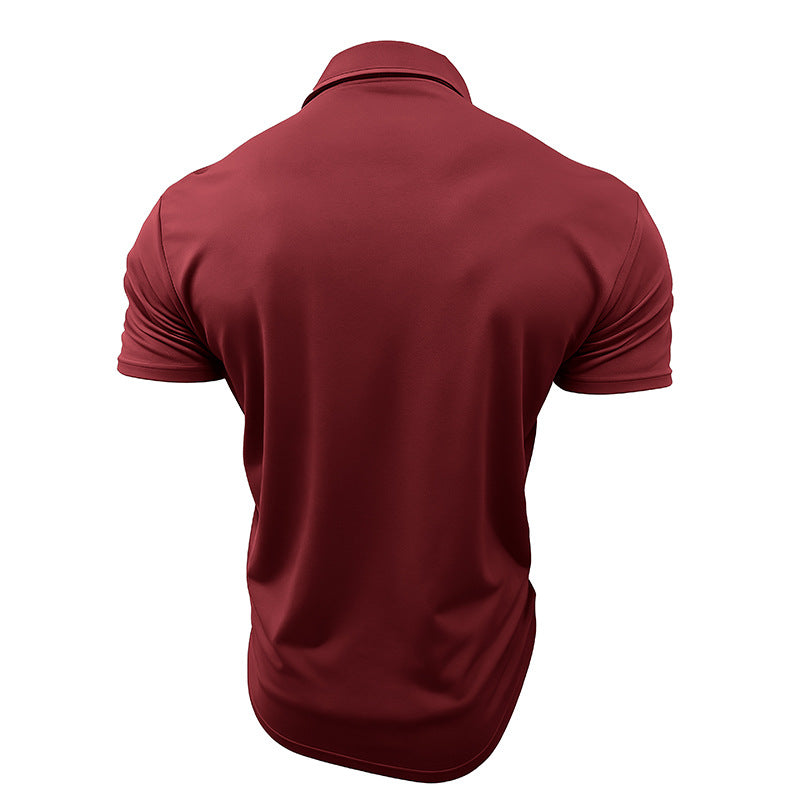 Summer Mens T-Shirt Buttoned Lapel Athletic Polo Shirt Polo Short-Sleeve Breathable Quick-Drying